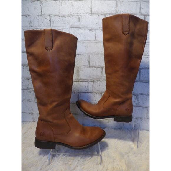 Born Shaunie Cognac Brown Leather Riding Boots 6.5 NEW - Picture 1 of 7